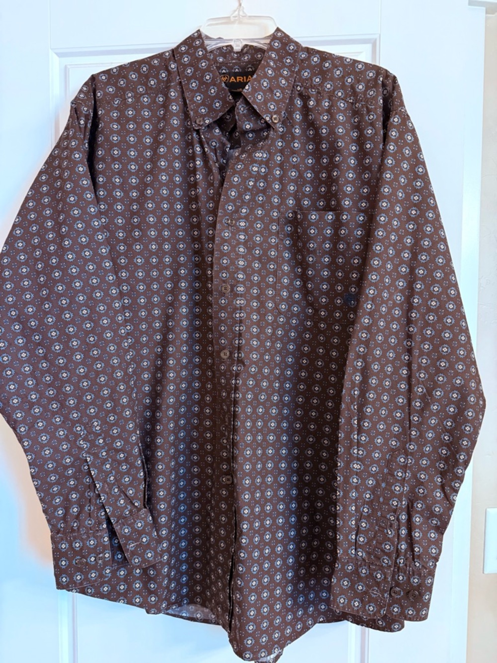Ariat Men's Brown Geometric Print Button-Down Shirt